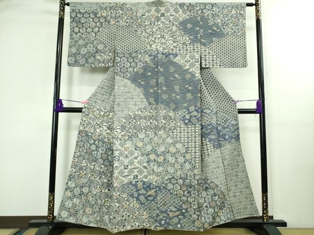 平和屋本店●極上　中国三大刺繍　スワトウ刺繍　汕頭刺繍　訪問着　名物裂花鳥文　鬼しぼ縮緬　金糸　逸品　DZAB3281kh6