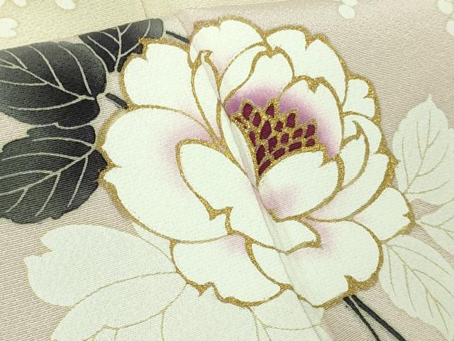 平和屋本店●極上　訪問着　リス　舞鳥　葡萄蔦の葉華文　女郎花色地　暈し染め　金彩　逸品　DZAB3287kh6 平和屋本店○極上 訪問着 リス 舞鳥 葡萄蔦の葉華文 女郎花色地 暈し