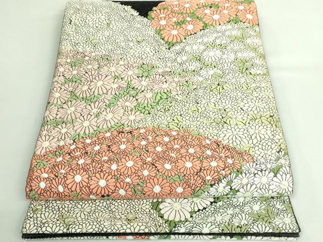 平和屋着物●極上　山口美術織物　皇室　伊勢神宮御用　西陣織　太鼓柄袋帯　唐織　重陽菊御苑文　黒地　逸品　DZAB3315kh6