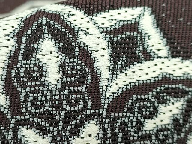 平和屋着物○極上 九寸開き名古屋帯 唐織 正倉院花文 濃い似せ紫色地