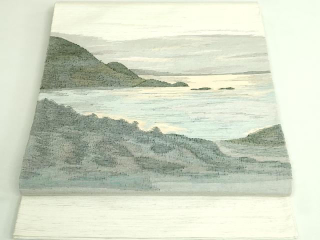 平和屋着物●極上　絲藝苑　上島洋山　両面　太鼓柄袋帯　風景文　逸品　DZAB3366kh6