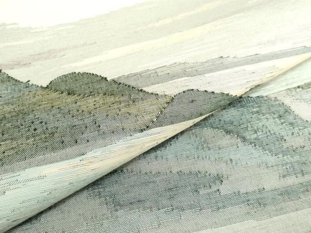 平和屋着物●極上　絲藝苑　上島洋山　両面　太鼓柄袋帯　風景文　逸品　DZAB3366kh6 平和屋着物○極上 絲藝苑 上島洋山 両面 太鼓柄袋帯 風景文 逸品