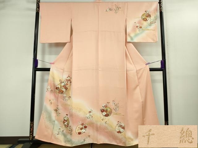 平和屋本店●極上　創業460年・千總　訪問着　雪輪草花文　虹色地　暈し染め　金彩　反端付き　逸品　DZAB3421kh6 平和屋本店○極上 創業460年・千總 訪問着 雪輪草花文 虹色地 暈し染め