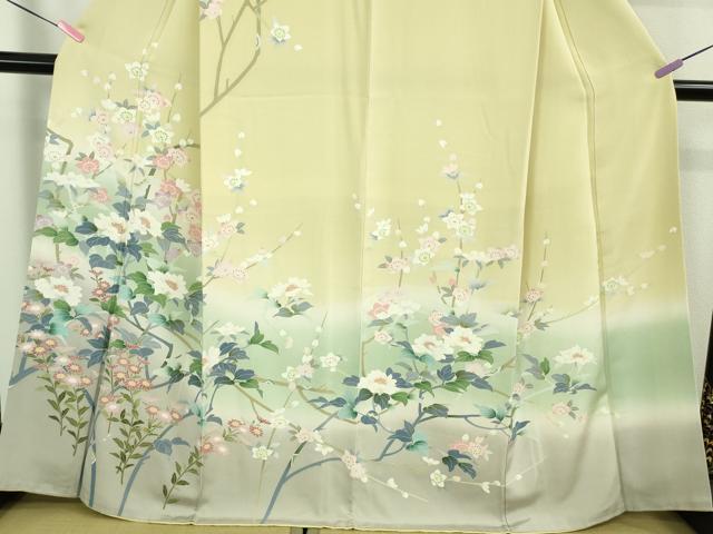 平和屋本店●極上　訪問着　友禅　草花文　蒸栗色　暈し染め　三越扱い　逸品　DZAB3426kh6_3