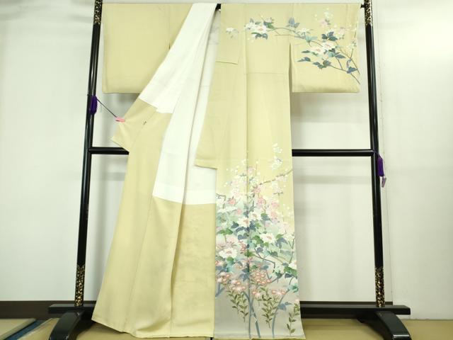 平和屋本店●極上　訪問着　友禅　草花文　蒸栗色　暈し染め　三越扱い　逸品　DZAB3426kh6_1