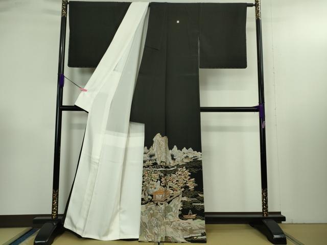 平和屋本店●極上 十七代京屋林蔵 黒留袖・長襦袢(無双仕立て)・袋帯・帯揚げセット 総刺繍 蘇州・相良刺繍 金糸 共箱付き 逸品DZAB3472kh6 平和屋本店○極上 十七代京屋林蔵 黒留袖・長襦袢(無双仕立て)・袋帯