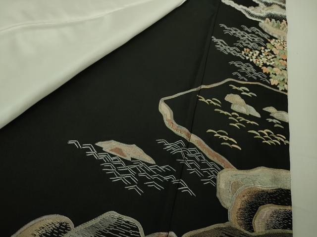 平和屋本店●極上 十七代京屋林蔵 黒留袖・長襦袢(無双仕立て)・袋帯・帯揚げセット 総刺繍 蘇州・相良刺繍 金糸 共箱付き 逸品DZAB3472kh6 平和屋本店○極上 十七代京屋林蔵 黒留袖・長襦袢(無双仕立て)・袋帯