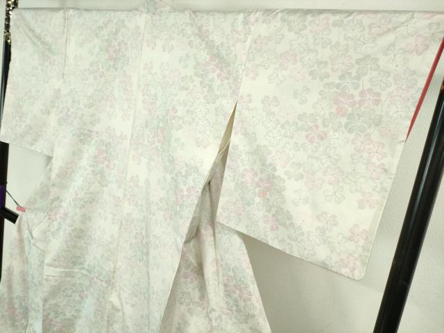 平和屋着物●極上　本場大島紬　白大島　9マルキ　クローバー　てんとう虫　逸品　DZAB3492kh6_3