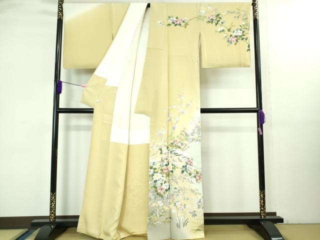 平和屋本店●極上　訪問着　風景花文　暈し染め　砥粉色地　逸品　DZAB3502kh6_1