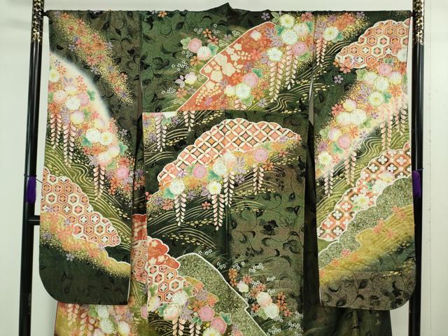 平和屋本店●極上　ブライダルファッションデザイナー・桂由美　振袖　辻が花　暈し染め　金彩　金通し地　逸品　DZAB3504kh6_2