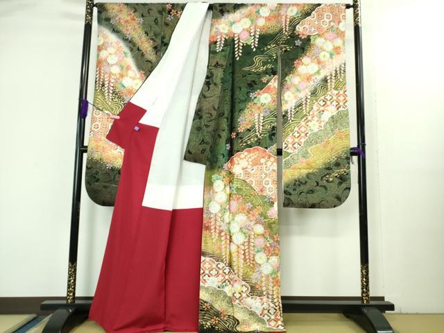 平和屋本店●極上　ブライダルファッションデザイナー・桂由美　振袖　辻が花　暈し染め　金彩　金通し地　逸品　DZAB3504kh6_1