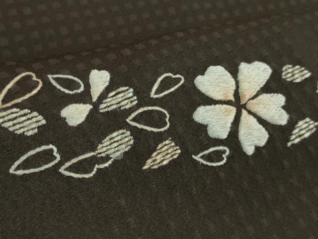 平和屋着物●極上　訪問着　総刺繍　毬　舞桜　黒鳶色地　金銀糸　逸品　未使用　DZAB3510kh6_8