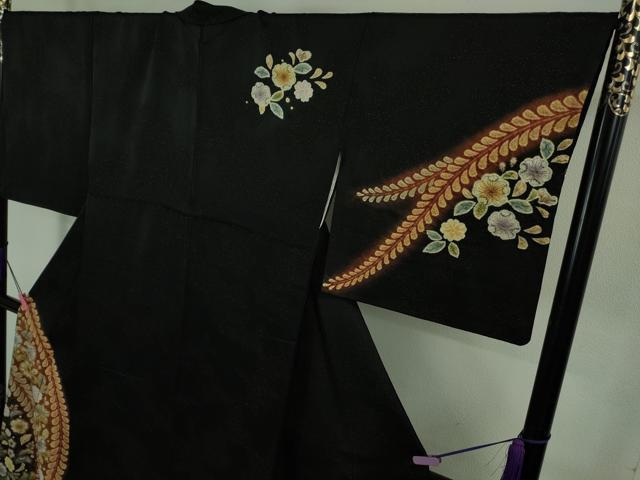 平和屋本店○極上 訪問着 辻が花 黒地 暈し染め 金通し地 逸品