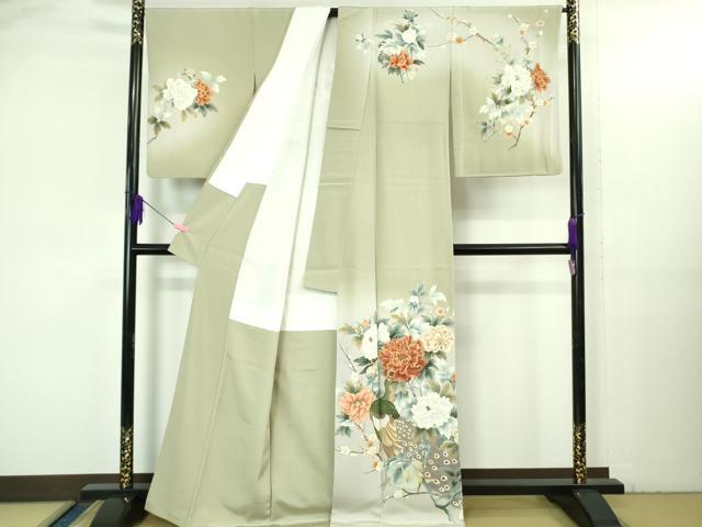 平和屋着物●極上　訪問着　作家物　手描き　孔雀　暈し染め　逸品　DZAB3521kh6_1