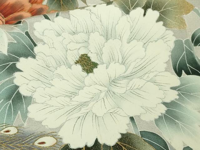 平和屋着物●極上　訪問着　作家物　手描き　孔雀　暈し染め　逸品　DZAB3521kh6_6