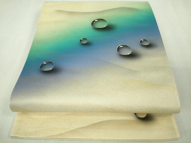 平和屋着物●極上　染色作家　青木龍雲　訪問着・袋帯セット　手描き　水滴　菜種油色地　金彩　逸品　DZAB3527kh6_8