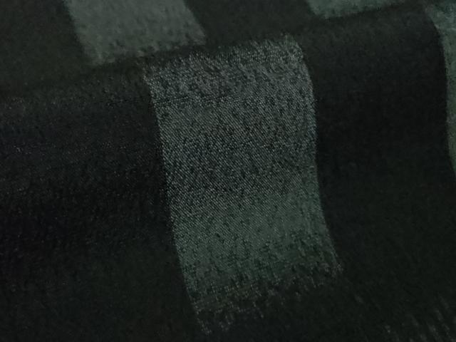 平和屋着物●極上　本塩沢　やまだ織　高橋照子作　色紙並べ　黒地　証紙付き　逸品　未使用　DZAB3531kh6_6