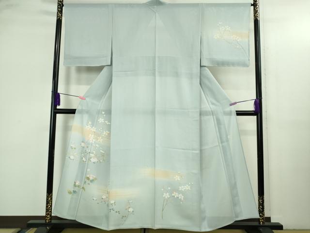 平和屋着物＊夏物　訪問着　絽　手描き　立波草葉文　正絹　逸品　AABF6908jd 平和屋着物＊夏物 訪問着 絽 手描き 立波草葉文 正絹 逸品 AABF6908jd