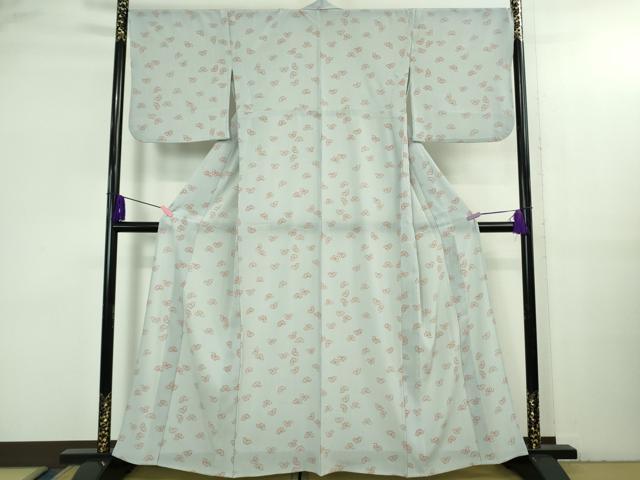 平和屋着物＊極上　夏物　洗える最高級着物　＜英＞はなぶさ謹製　小紋　舞蝶文　灰青色地　逸品　DZAB3582kh6_1