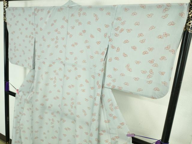 平和屋着物＊極上　夏物　洗える最高級着物　＜英＞はなぶさ謹製　小紋　舞蝶文　灰青色地　逸品　DZAB3582kh6_3