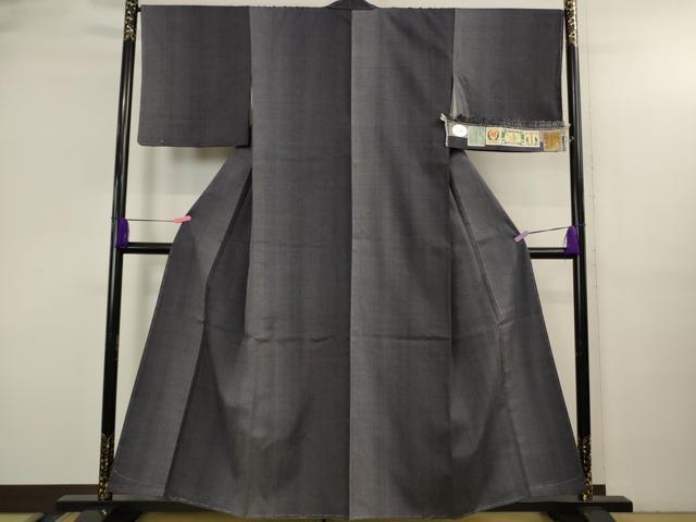 平和屋本店●極上　本場結城紬　重要無形文化財　間道　証紙付き　逸品　未使用　DZAB3593kh6