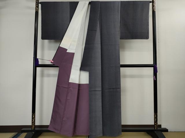 平和屋本店●極上　本場結城紬　重要無形文化財　間道　証紙付き　逸品　未使用　DZAB3593kh6_1