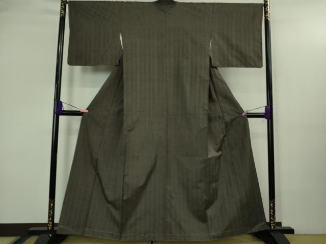 平和屋本店●極上　1897年創業 名門岡野 本場筑前博多織 千年工房 黒田紬 憲法黒茶色地 博多金ラベル 証紙付き　逸品　未使用　DZAB3598kh6_1