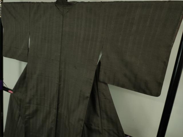 平和屋本店●極上　1897年創業 名門岡野 本場筑前博多織 千年工房 黒田紬 憲法黒茶色地 博多金ラベル 証紙付き　逸品　未使用　DZAB3598kh6_3