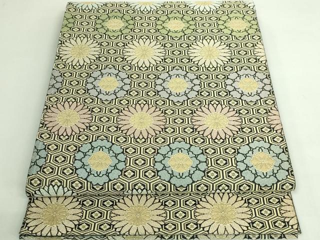 平和屋着物●極上　西陣織　陰山織物謹製　箔屋清兵衛　六通柄袋帯　唐織　亀甲花文　本金箔　逸品　DZAB3601kh6