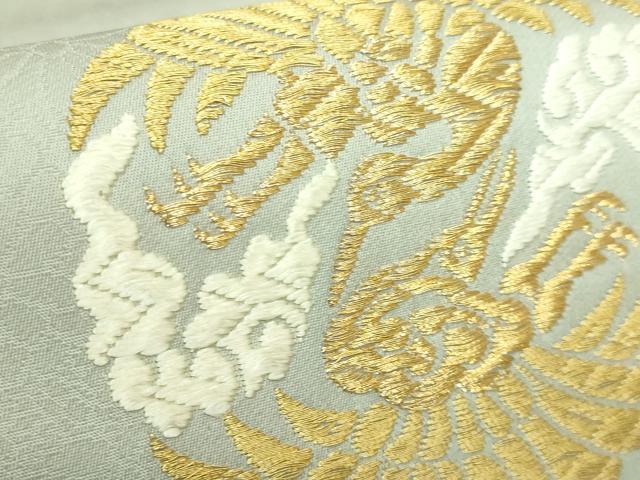 平和屋着物●極上　山口美術織物　皇室　伊勢神宮御用　西陣織　六通柄袋帯　唐織　菊地有職丸文 灰色地 金銀糸 保証書付 逸品 DZAB3603kh6_4