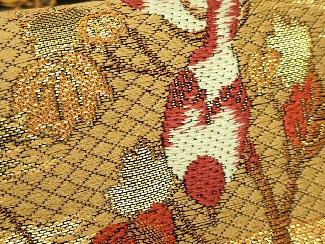 平和屋着物●極上　両面　全通柄　本袋帯　唐織　瀬織津園　河崎晴生　市松　金糸　逸品　DZAB2605kh6 平和屋着物○極上 両面 全通柄 本袋帯 唐織 瀬織津園 河崎晴生 市松