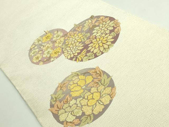 平和屋着物●極上　爪掻き本綴れ　八寸名古屋帯　花丸文　金糸　逸品　DZAB3638kh6_1