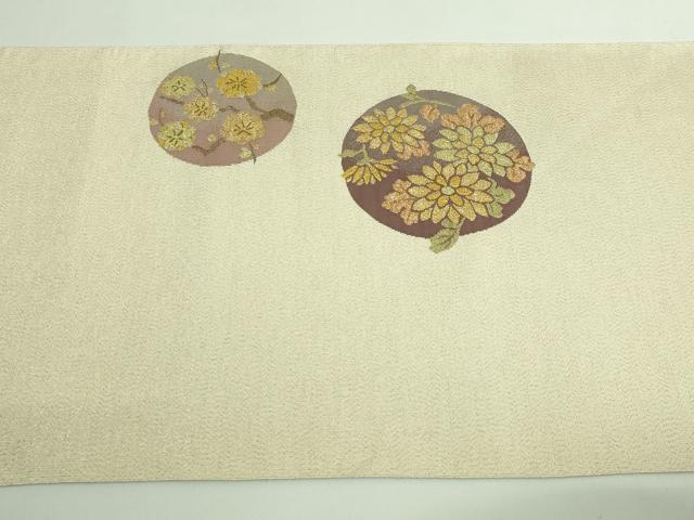 平和屋着物●極上　爪掻き本綴れ　八寸名古屋帯　花丸文　金糸　逸品　DZAB3638kh6_5