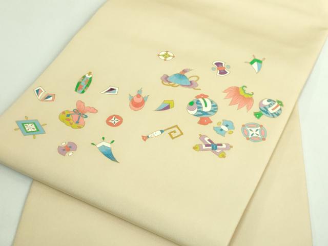 平和屋着物●極上　塩瀬　九寸名古屋帯　宝尽くし　金彩　逸品　DZAB3662kh6_9