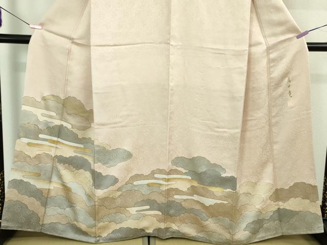 平和屋本店●極上　皇室献上作家　藤井寛　色留袖　駒刺繍　雲重ねエ霞　薄桜色地　金彩　逸品　DZAB3703kh6_3