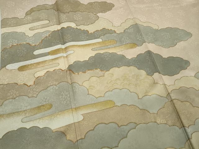 平和屋本店●極上　皇室献上作家　藤井寛　色留袖　駒刺繍　雲重ねエ霞　薄桜色地　金彩　逸品　DZAB3703kh6_4