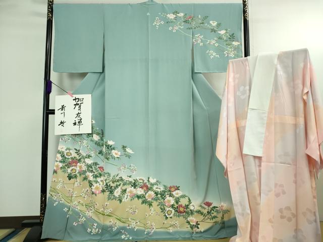 平和屋本店●極上 本加賀友禅作家 前川哲 訪問着・長襦袢(無双仕立て)セット ハナマス 瓶覗色地 暈し染め 証紙・色紙付き 逸品 DZAB3705kh6