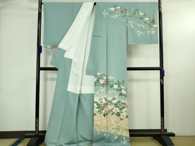 平和屋本店●極上 本加賀友禅作家 前川哲 訪問着・長襦袢(無双仕立て)セット ハナマス 瓶覗色地 暈し染め 証紙・色紙付き 逸品 DZAB3705kh6