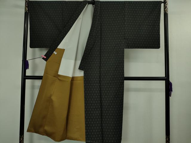 平和屋本店●極上　男性　児島廣和　アトリエ 聖jin苑　お召　麻の葉　黒地　逸品　未使用　DZAB3714kh6 平和屋本店○極上 男性 児島廣和 アトリエ 聖jin苑 お召 麻の葉 黒地