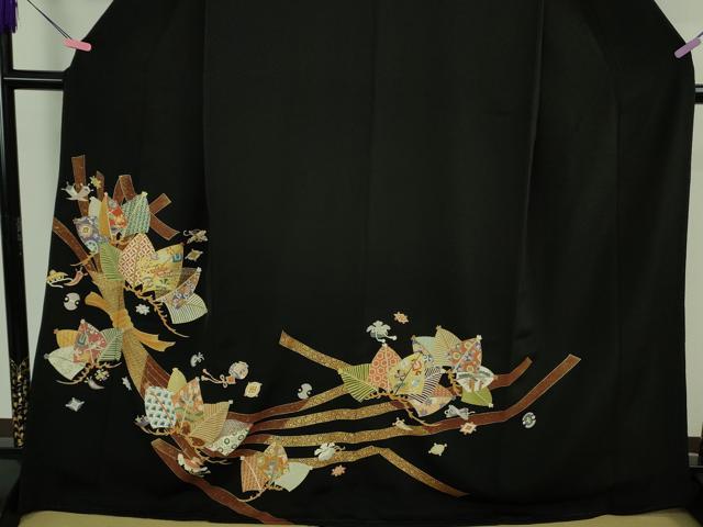平和屋本店●極上　創業460年・千總　黒留袖　刺繍　束ね熨斗　宝尽くし松文　金彩　高島屋扱い　逸品　DZAB3721kh6_2