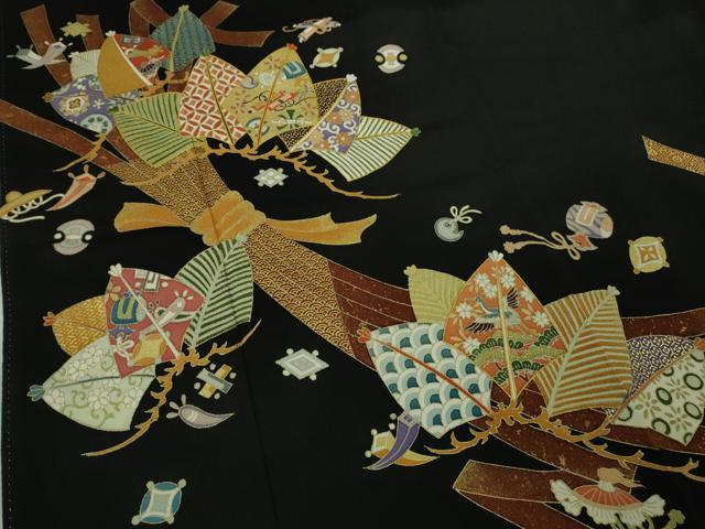 平和屋本店●極上　創業460年・千總　黒留袖　刺繍　束ね熨斗　宝尽くし松文　金彩　高島屋扱い　逸品　DZAB3721kh6_3