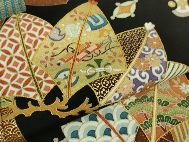 平和屋本店●極上　創業460年・千總　黒留袖　刺繍　束ね熨斗　宝尽くし松文　金彩　高島屋扱い　逸品　DZAB3721kh6_4
