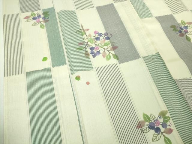 長閑やかさ屋中央局▽超滅多にない 日本作物会正会員 染め付ける型絵染絵描き 岩井香楠子 短い訪問着 紬地 単衣 ブルーベリー たとう紙付き添い人 珠玉 DZAB3773kh6