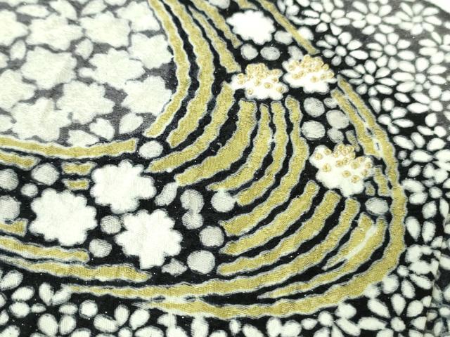 平和屋本店●極上　訪問着　東雲絞り　相良刺繍　流水花文　暈し染め　金糸　銀通し地　逸品　未使用　DZAB3813kh6_5