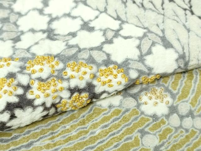 平和屋本店●極上　訪問着　東雲絞り　相良刺繍　流水花文　暈し染め　金糸　銀通し地　逸品　未使用　DZAB3813kh6_6