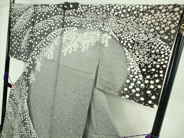 平和屋本店●極上　訪問着　東雲絞り　相良刺繍　草花文　暈し染め　金糸　銀通し地　ロング丈　逸品　未使用　DZAB3814kh6_2