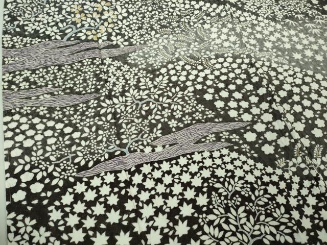 平和屋本店●極上　訪問着　東雲絞り　相良刺繍　草花文　暈し染め　金糸　銀通し地　ロング丈　逸品　未使用　DZAB3814kh6_4