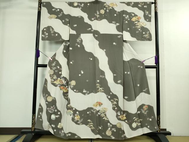 平和屋着物●極上　訪問着　駒刺繍　地紙吉祥花丸文　金彩　逸品　DZAB3820kh6