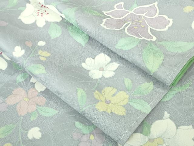 平和屋着物●極上　小紋　地紋起こし　草花文　淡藤色地　逸品　未使用　DZAB3838kh6