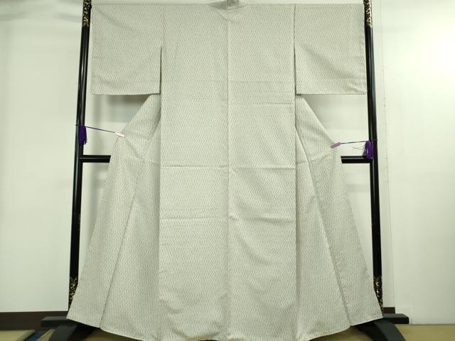 平和屋着物●極上　京都・西陣　織元ブランド　泰流舎　お召　よろけ縞　灰黄緑色地　反端付き　逸品　未使用　DZAB3850kh6_1
